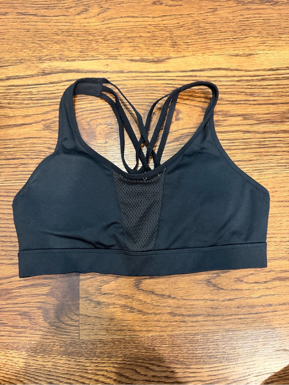 Black Sports Bra with Mesh Panel